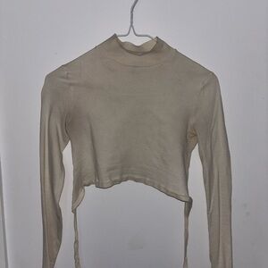 Sunday Best Beige Long Sleeve Crop Top